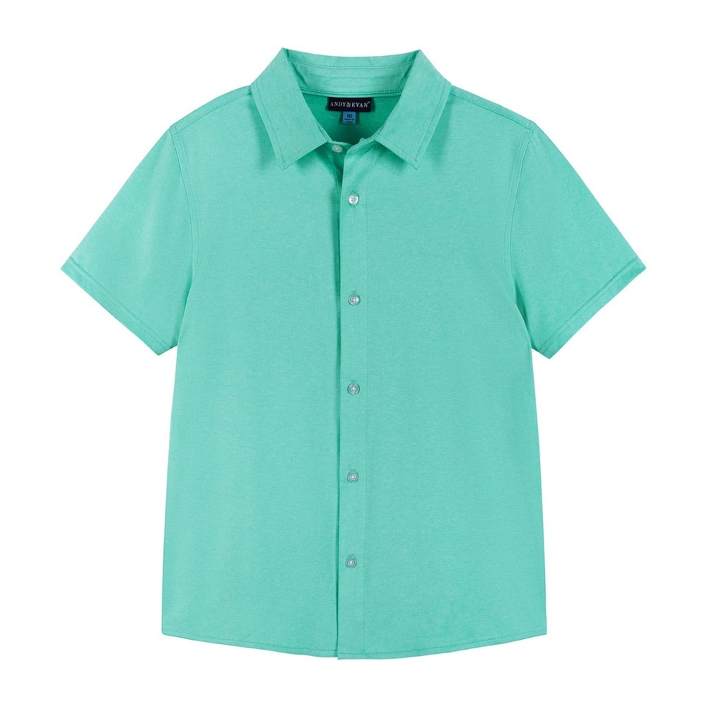 Andy & Evan Boys Tween Teal Knit Button-Up Shirt – Size 16 (NWT)